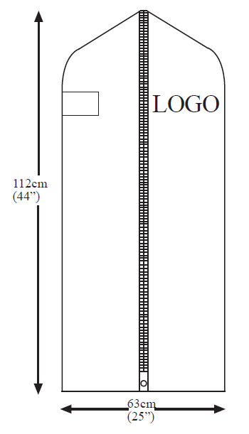 Gabarit coté de la Housse MEL (112cm x 63cm) : dimensions et emplacement du marquage