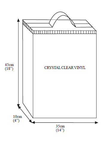 Gabarit coté de la Housse pour chemises SHIRT (45cm x 36cm x10cm) : dimensions et emplacement du marquage