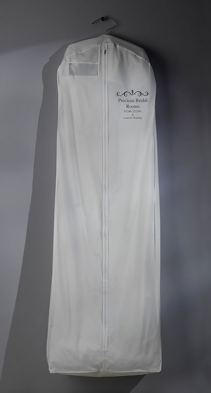 Housse pour robe de mariée WG72 — housse à vêtements en Vinyl, 183cm x 61cm x 12.5-25cm, personnalisable aux couleurs de votre marque